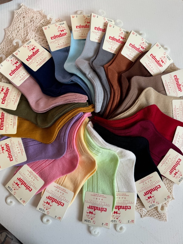 妙妙（con-er袜子）宝宝120针型外贸织机定制款纯色百搭中筒袜