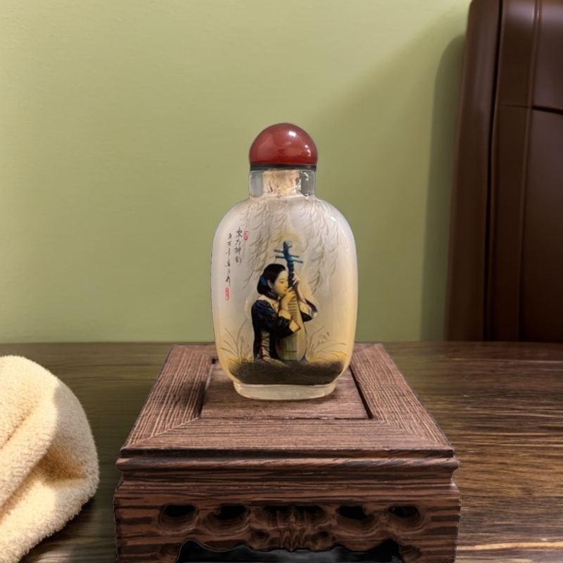 宫廷匠人内画鼻烟壶摆件人物肖像图纯手工绘制文创工艺品家居摆件