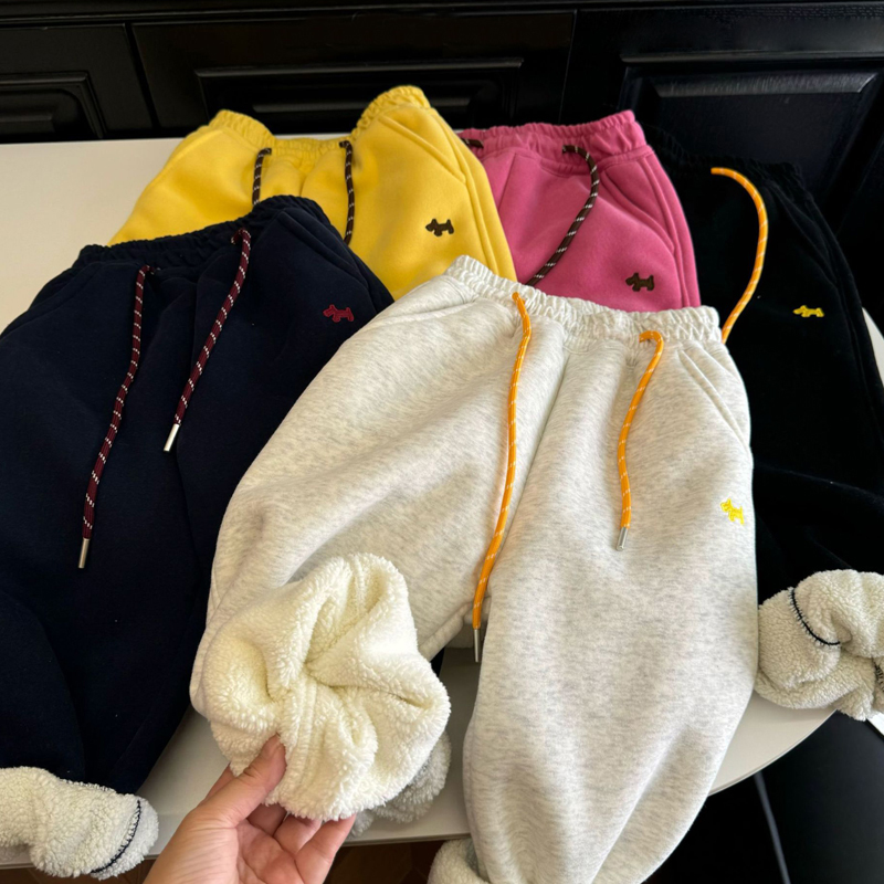 儿童加绒卫裤冬季男女童加厚仿羊驼绒保暖裤子韩系秋冬运动休闲裤