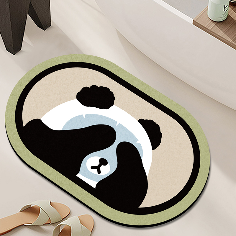 大熊猫软硅藻泥吸水垫浴室卫生间踩脚垫家用厕所门口防滑地垫耐脏