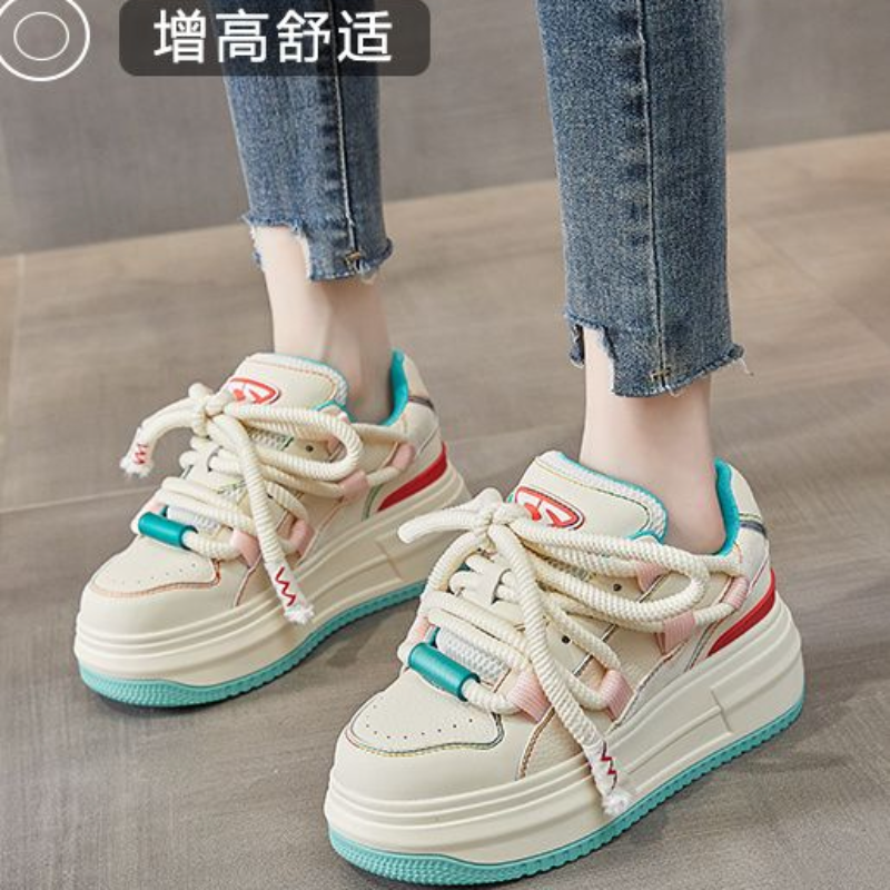 内增高小白鞋女秋季2023网红爆款厚底松糕小个子运动休闲