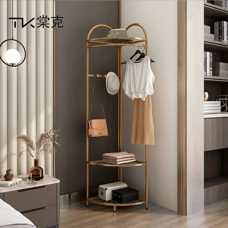 挂衣架轻奢主卧转角衣架卧室落地可移动衣服收纳架家用简易衣帽架