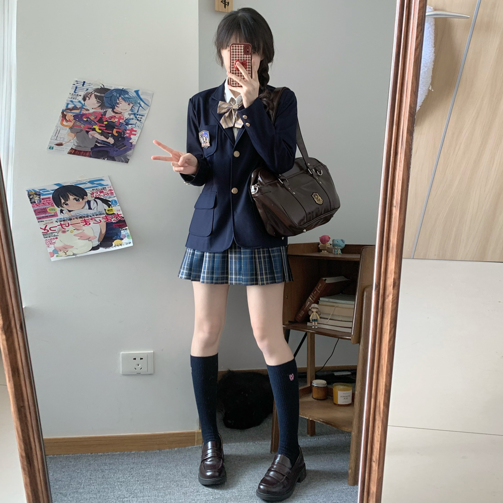 空栗鼠丸原创jk西服两粒扣多色jk制服校供西装秋冬叠穿外套宽松女