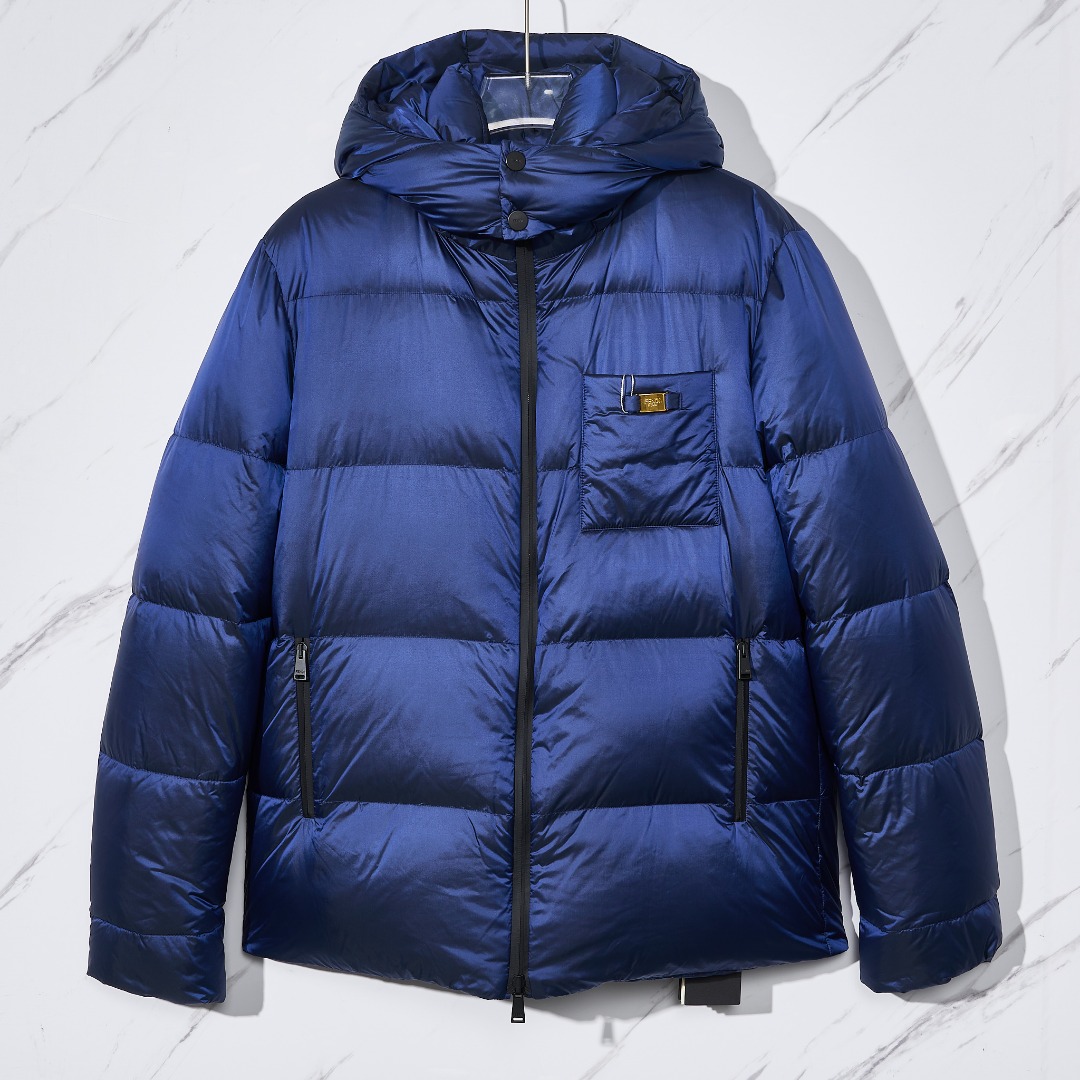 全新未使用/Fendi芬迪男士冬季双面休闲连帽提花羽绒服/FDBU00186