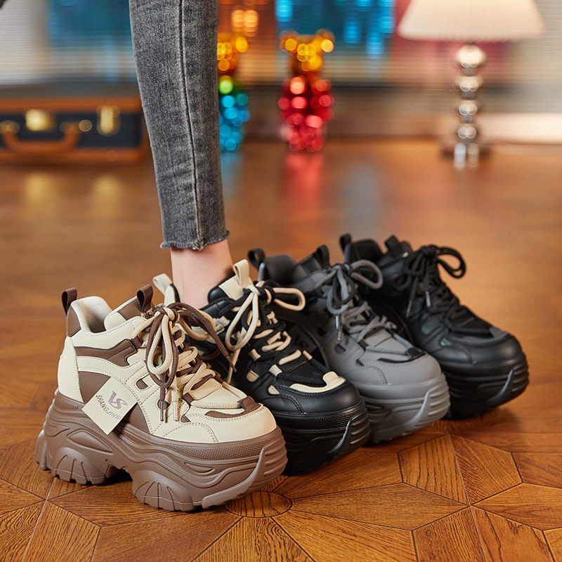 增高9cm厚底内增高轻便老爹鞋女2023年秋季新款百搭休闲鞋女鞋子