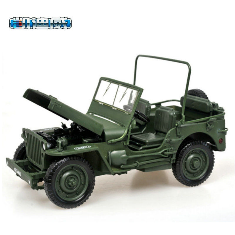 1:18战术吉普车/悍马战地车老式二战威利斯军车合金模型收藏摆件