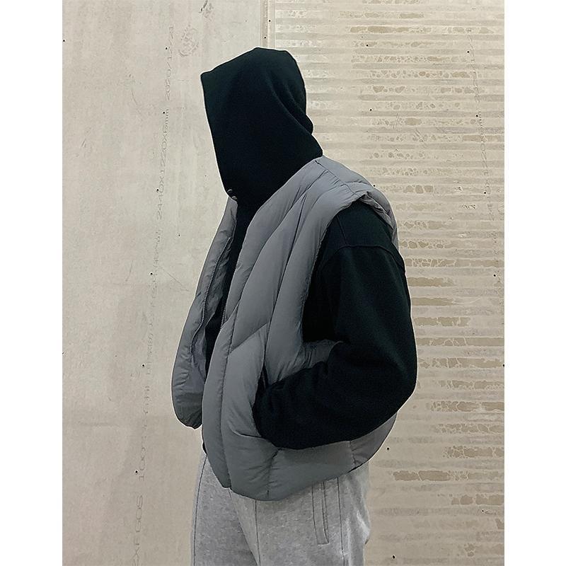 ANYWEAR线型分割廓形秋冬上衣男保暖宽松高街解构vibe尼龙马甲