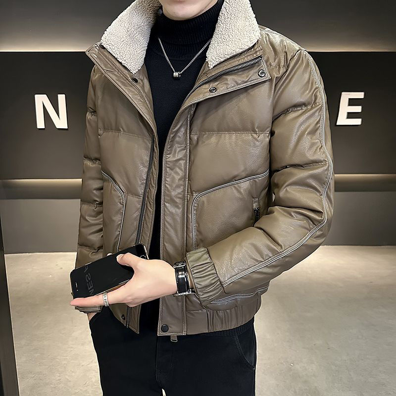 欧美潮牌毛领棉男短款冬季加厚外套2023新款男装上衣休闲痞帅袄子