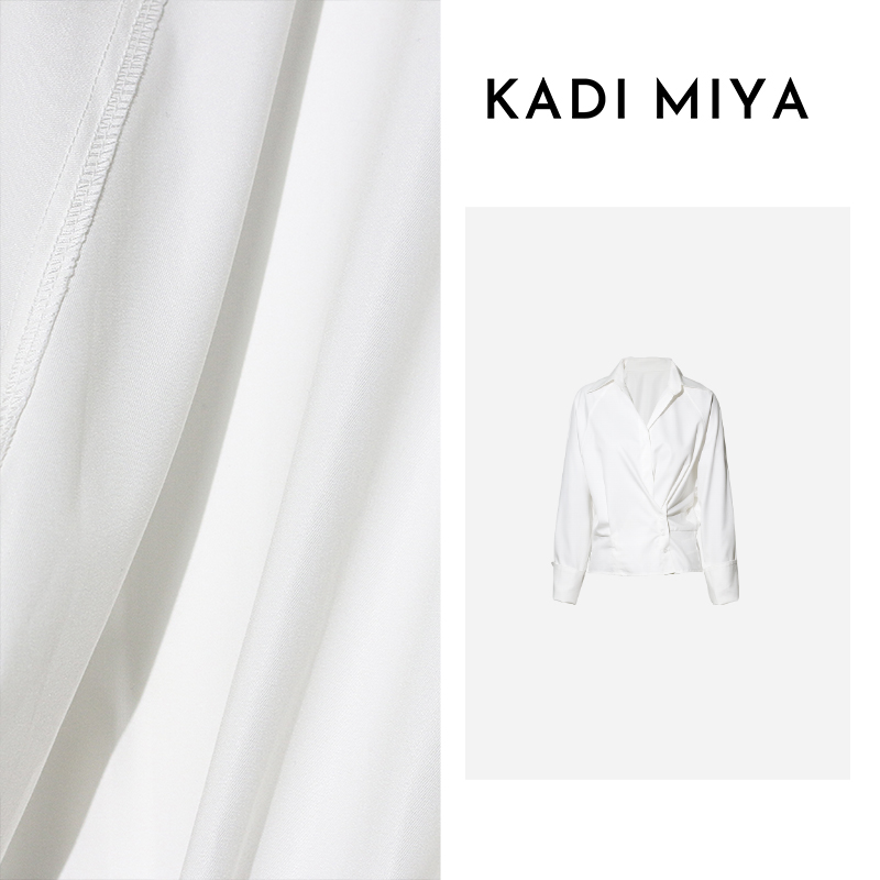 KADIMIYA【单纯指南】高级感气质斜扣衬衫女纯色长袖衬衣