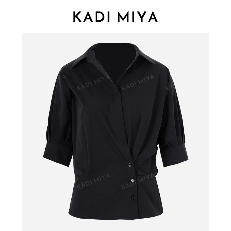 KADIMIYA简约气质衬衫九分袖淑女通勤收腰显瘦百搭衬衣