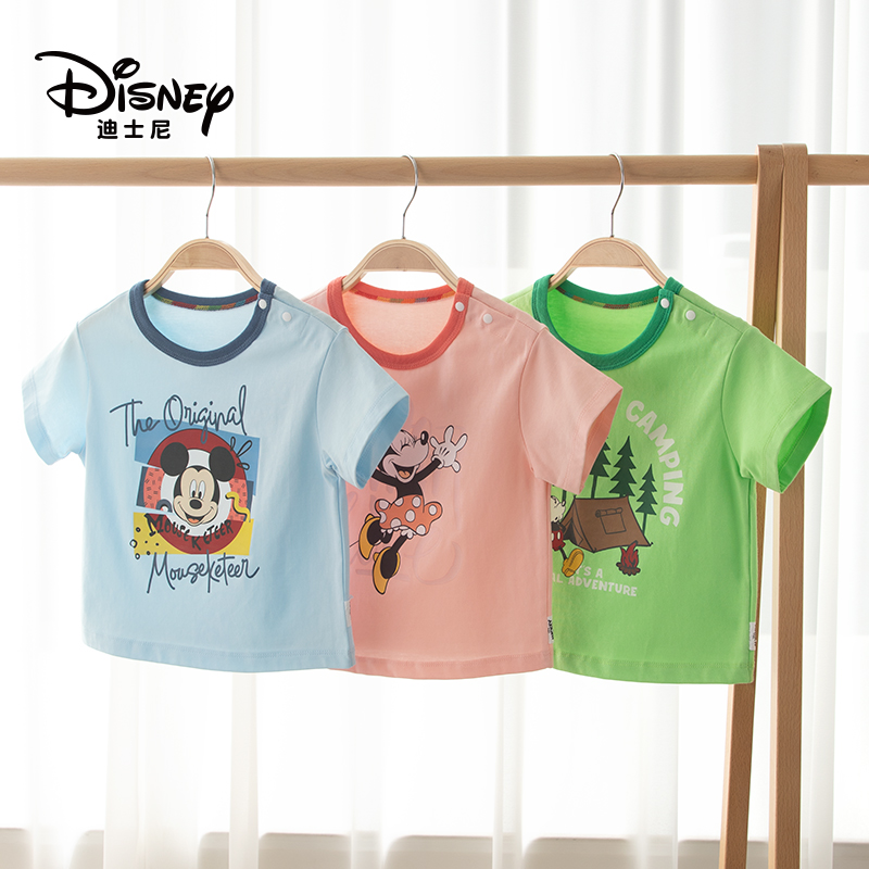 Disney/迪士尼男女儿童短袖t恤夏装半袖男宝宝短袖中小童童装上衣