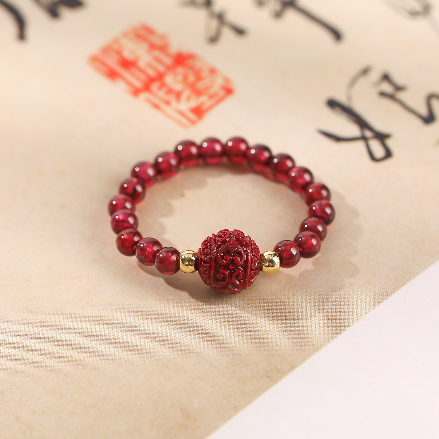 一了个卜【妃子笑】石榴石戒指