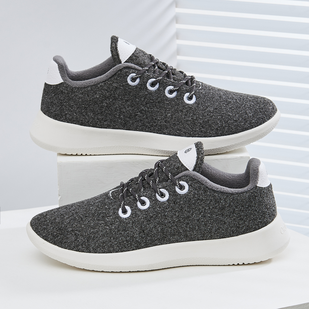 CUSTOMOTOP刺绣保暖羊绒商务休闲健步鞋男女舒适百搭跑步轻便加绒