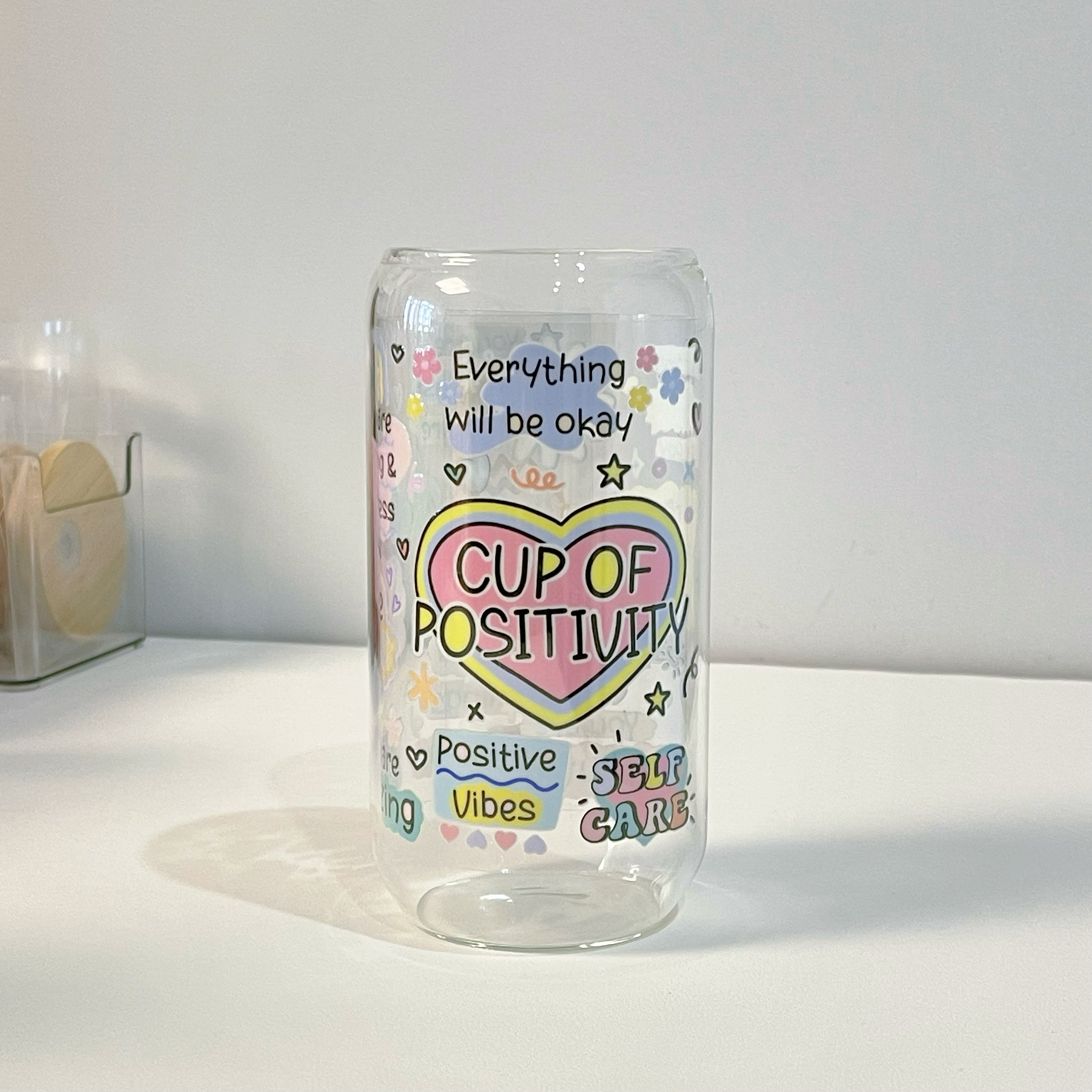 【furui】『cup of positivity』玻璃可乐杯水杯心耐热吸管杯大学生