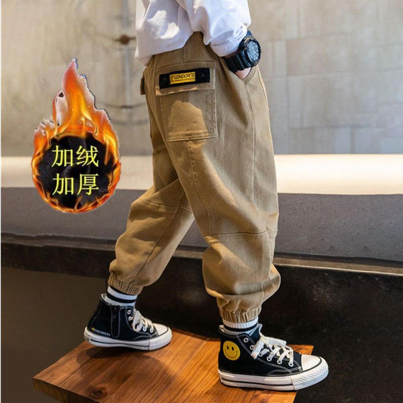 男童裤子儿童长裤春秋新款工装裤加绒韩版休闲裤中大童束脚裤