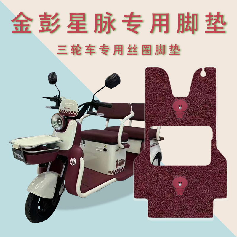 适用金彭星脉电动三轮车脚垫防水防滑脚踏板垫加厚丝圈免裁踏皮垫