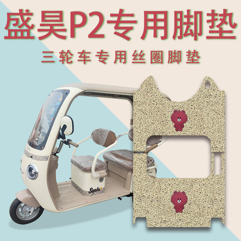 适用盛昊P2电动三轮车脚垫SH1000DZK-18B防滑丝圈耐磨脚踏板踩垫