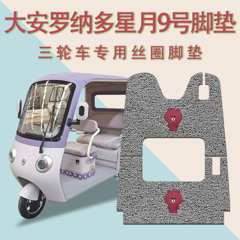 适用大安罗纳多星月9号电动三轮车脚垫防滑厚丝圈免裁脚踩踏板垫