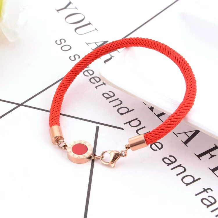 铜合金合成锆石手链 红绳罗马数字手链697