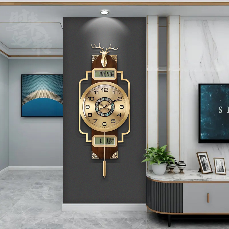 轻奢创意万年历静音石英钟时尚家用大气挂钟