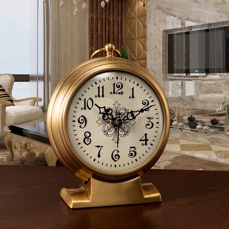 轻奢装饰桌面摆件静音摆钟简约台式坐钟
