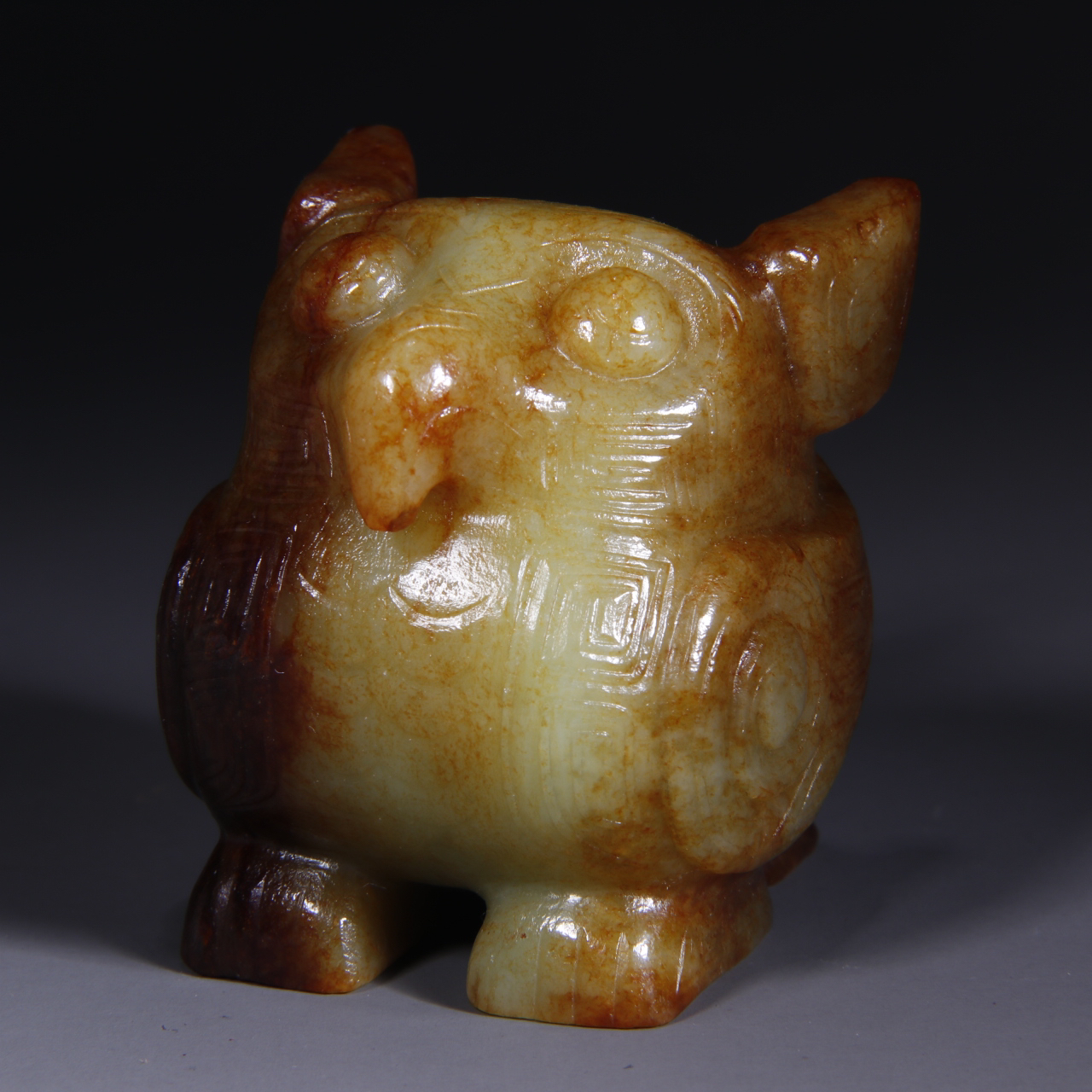 清 和田玉枭摆件G高 86549