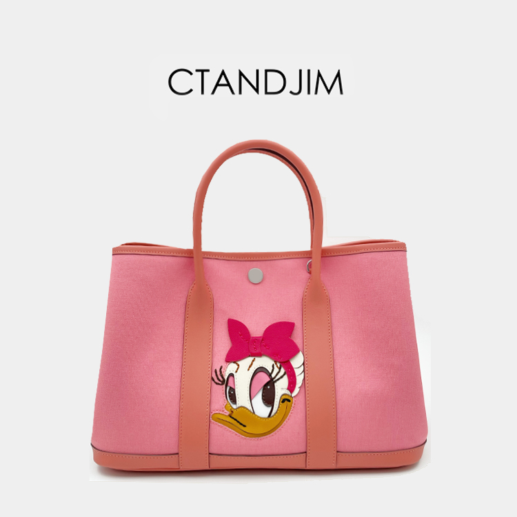 CTANDJIM墨西哥粉色牛皮镶嵌袋丝花园包 购物袋 托特包