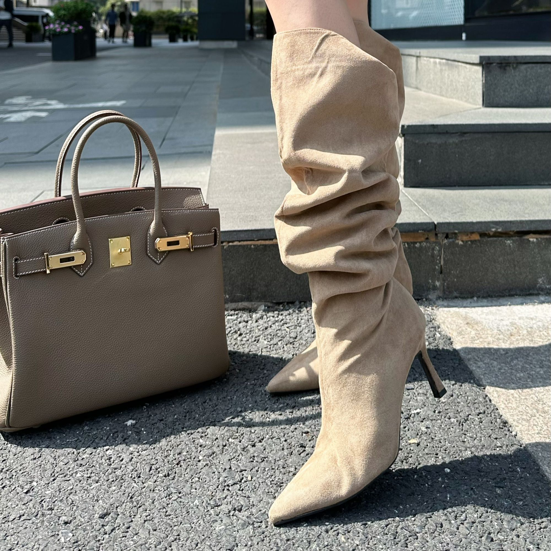 FRENCH MODEL 媛媛. 2023秋装时尚黑色高端气质高筒靴女鞋