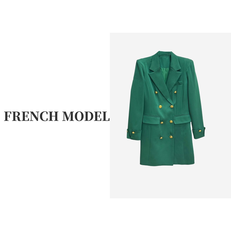 FRENCH MODEL 媛媛.2023秋季新款中长款设计西装外套女装40850104