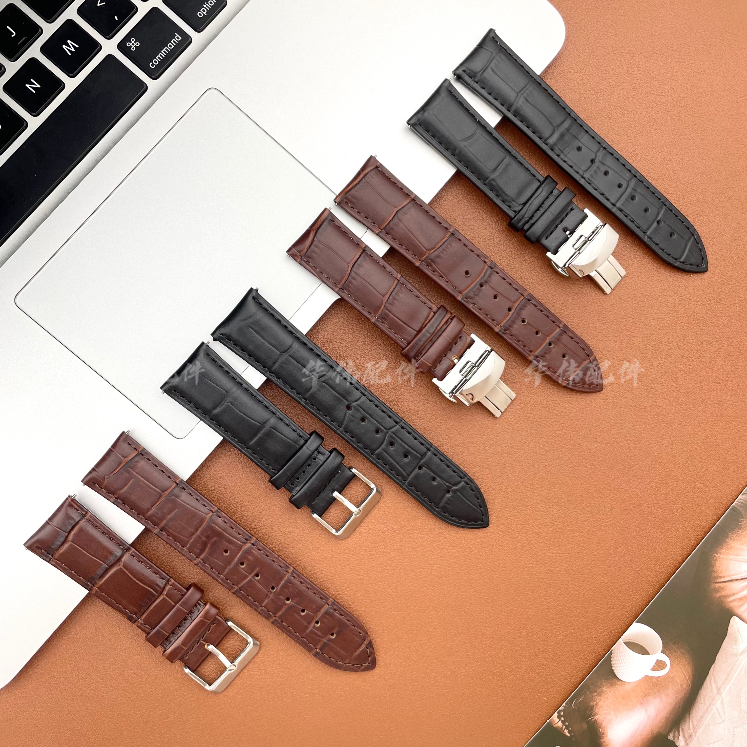 表带适用华为手表GT4皮表带鳄鱼纹牛皮GT3双面竹节纹watch4pro皮