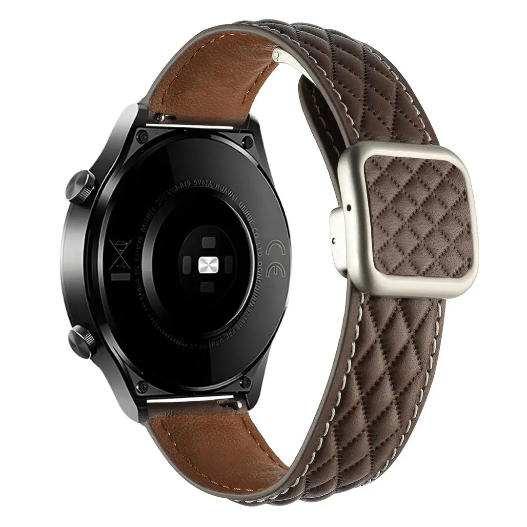 【表带】适用华为GT4菱格纹皮表带watch4pro磁吸方型扣GT3pro表带