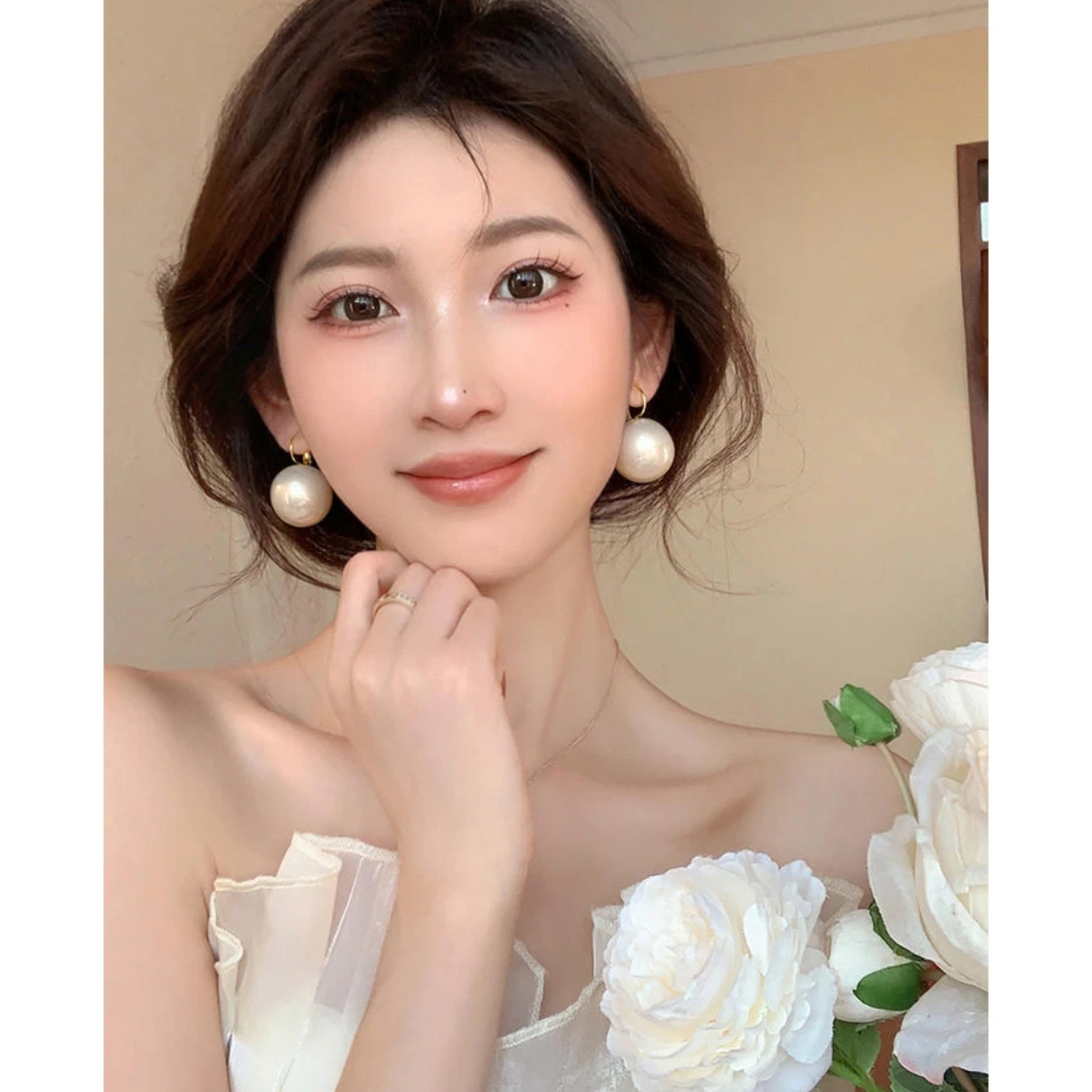 合金耳饰 【珠珠耳扣】女人味气质耳饰 A578