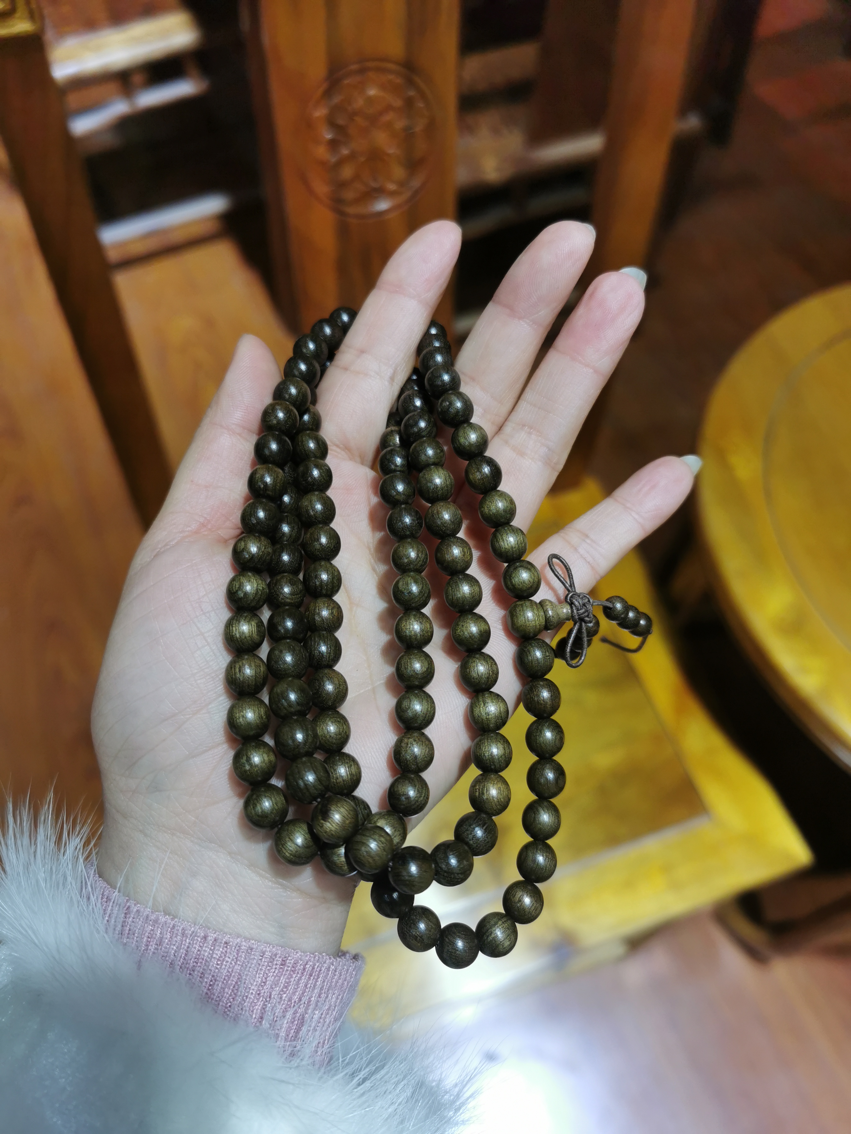 金丝楠乌木108颗佛珠0.8/0.6规格拍下请备注