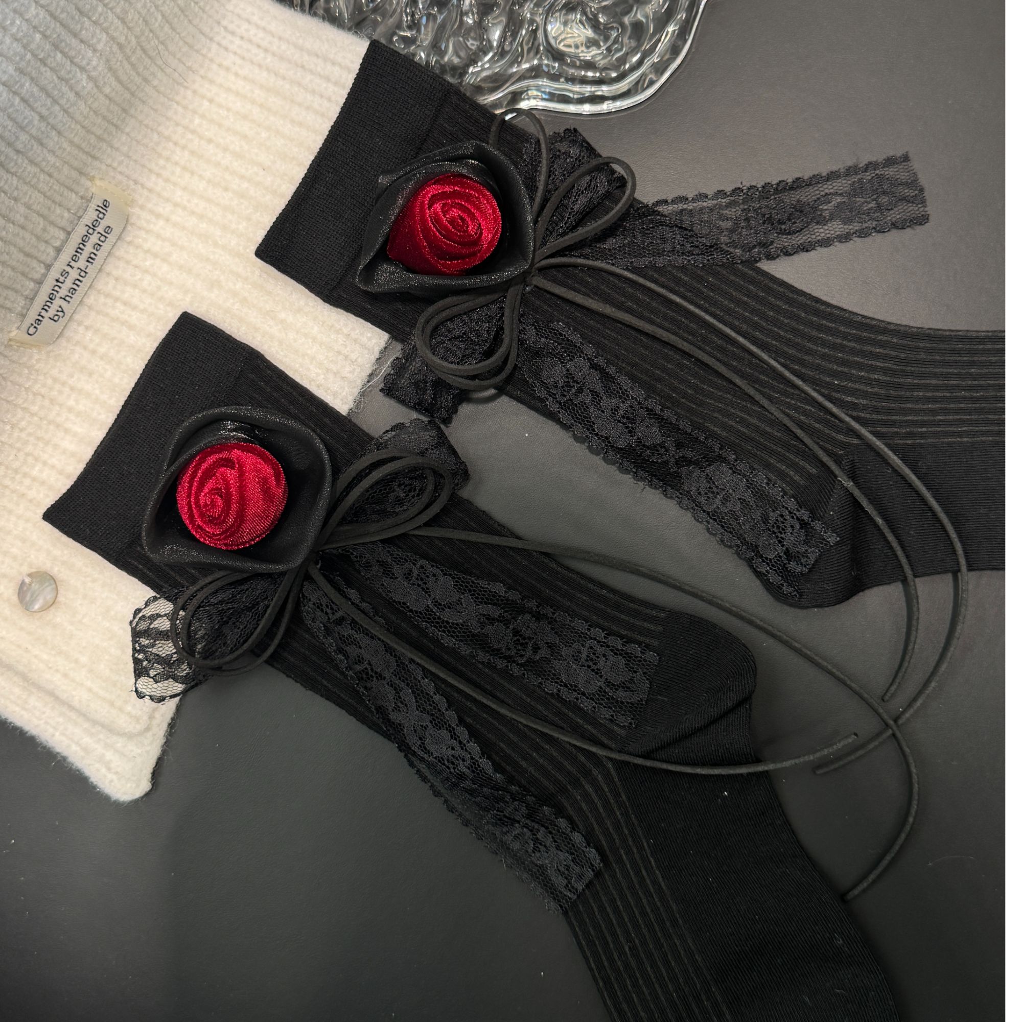 2026年新款新年袜，原创设计，冬季加厚中筒女袜，玫瑰人生