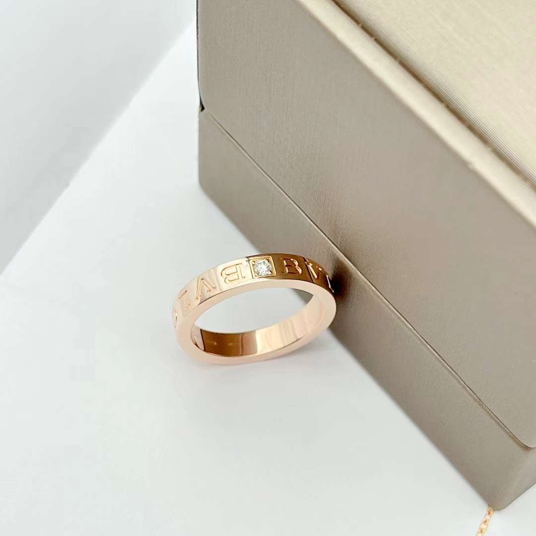 99新 BVLGARI/宝格丽 B.ZERO1 玫瑰金 签名logo一钻（单钻）戒指 