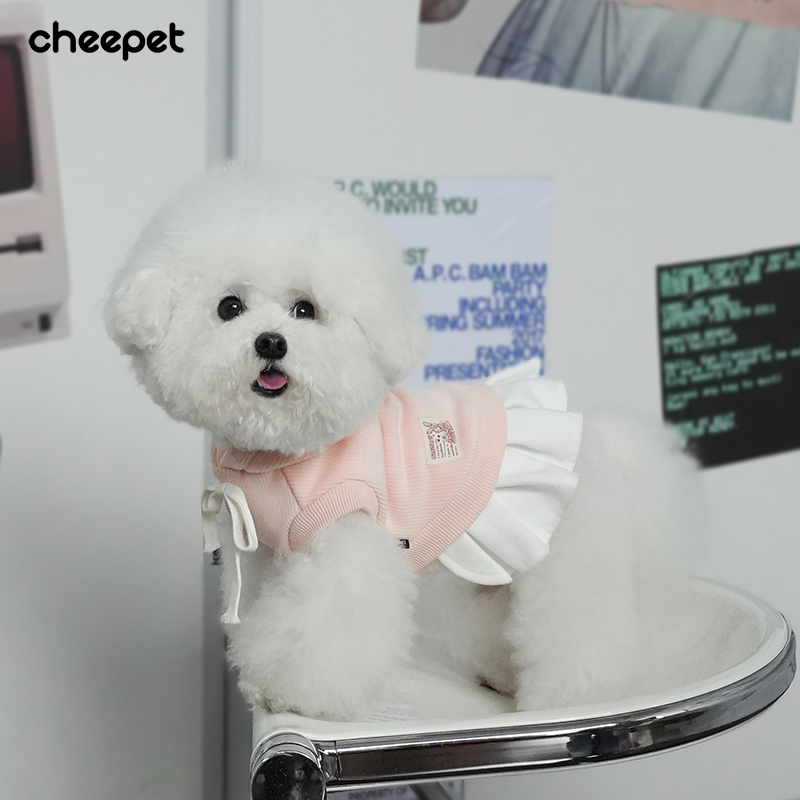 cheepet/趣派秋冬可爱学院风比熊雪纳瑞狗狗卫衣裙德绒柔软遛狗服