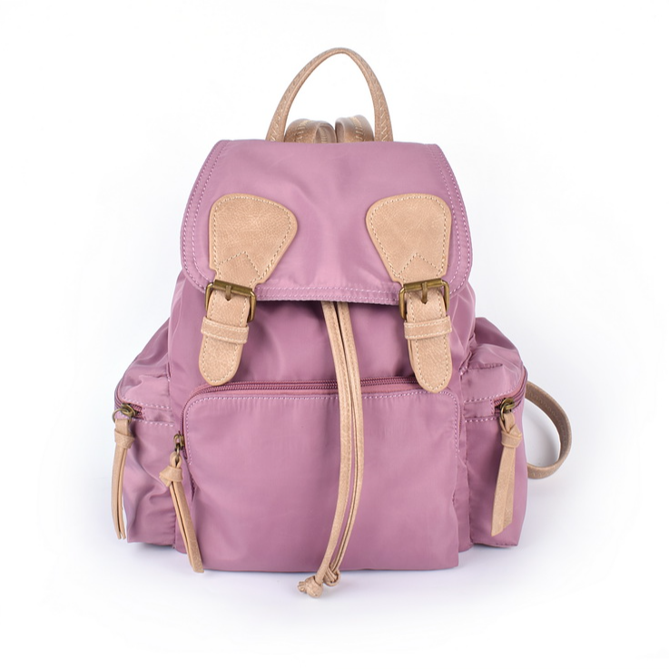 轻便女款背包紫色尼龙布料双肩包时尚百搭学生书包大容量双肩背带