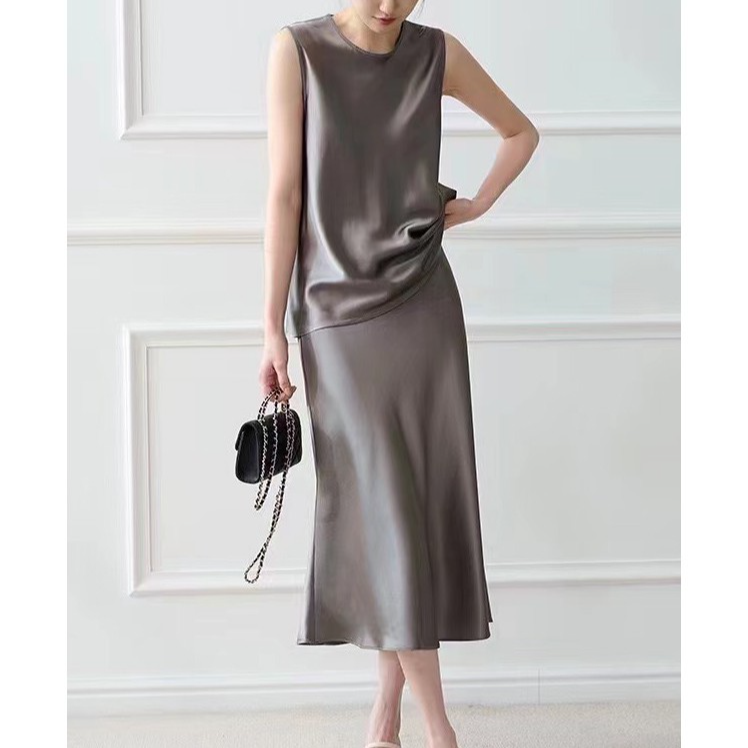 209-499【扣号去拍】孤品福利设计桑蚕丝衬衫连衣裙气质小众设计