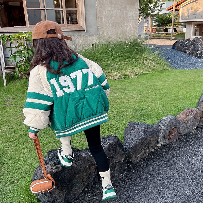 新品巴拉巴拉女童秋冬款夹棉棒球服外套儿童棉服加厚过冬棉衣女宝