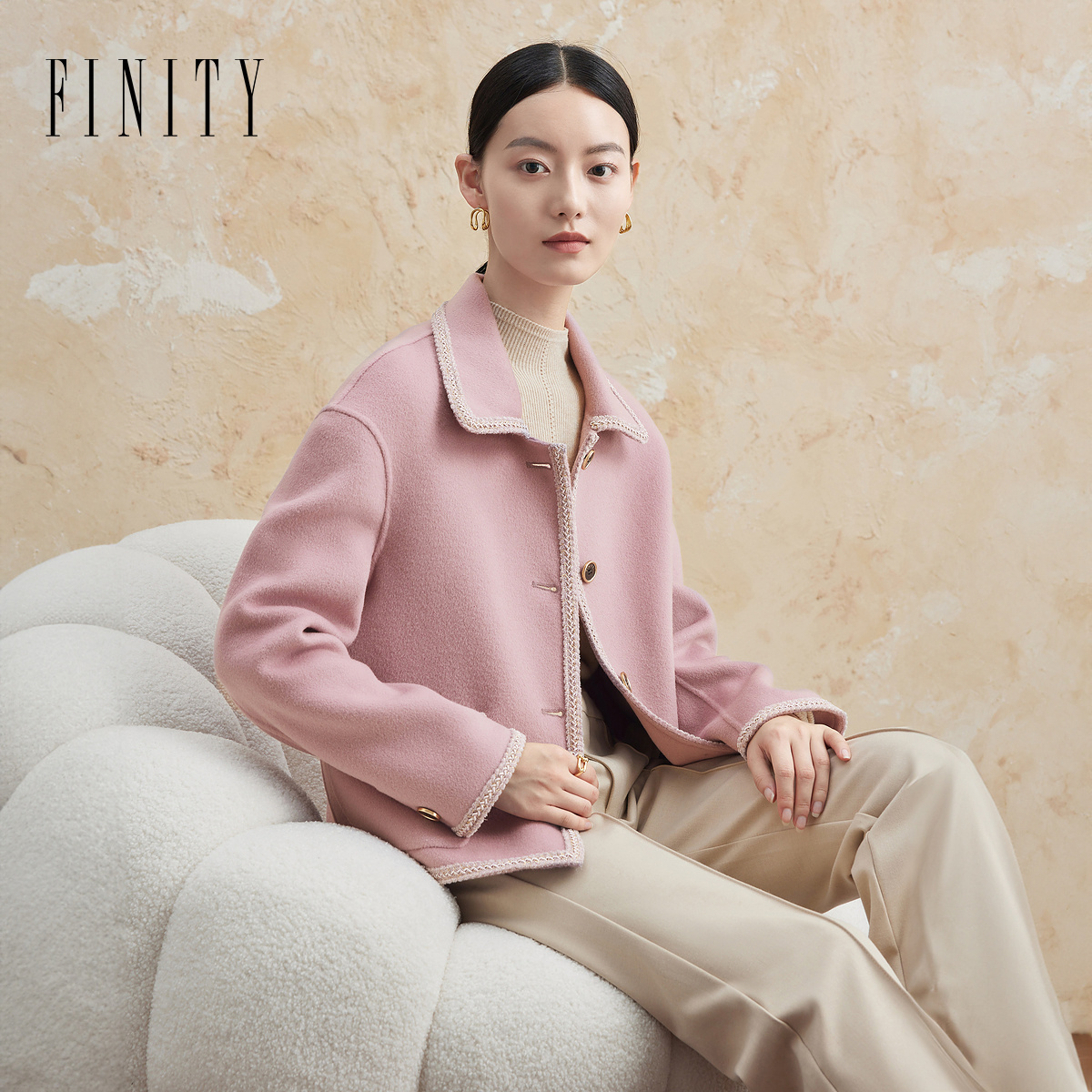 FINITY【双色】秋冬季新款毛呢外套女保暖羊毛时尚百搭休闲洋气女士