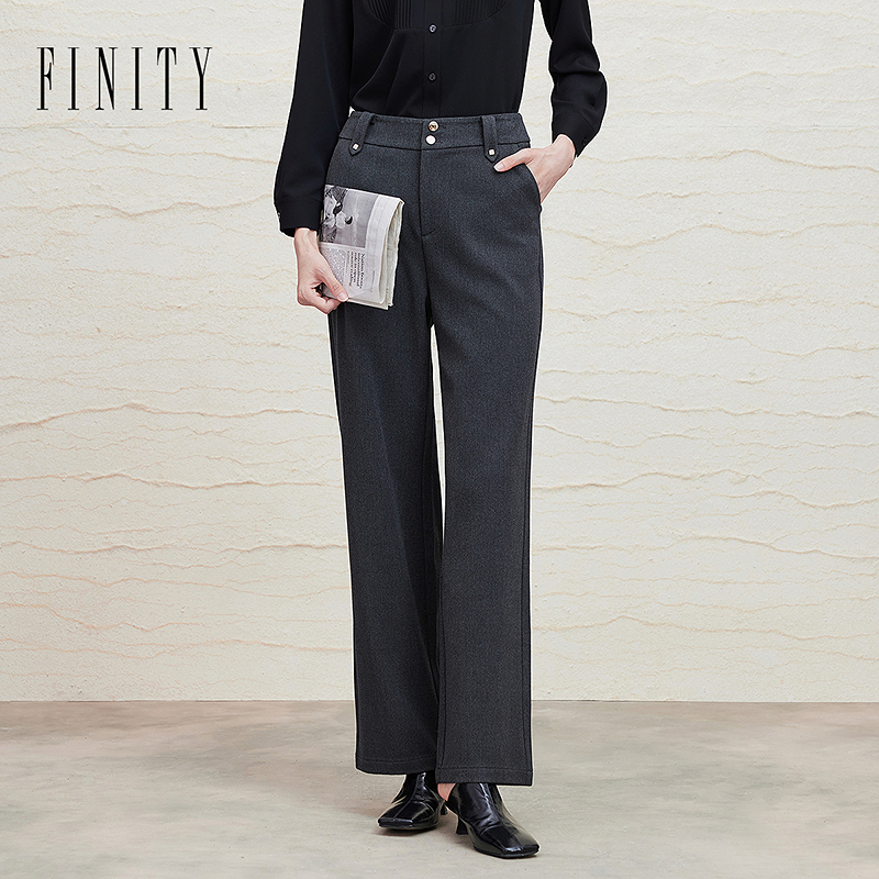 【力力淘专属】FINITY 新款休闲裤百搭气质高腰宽松通勤 F21X8D03K5