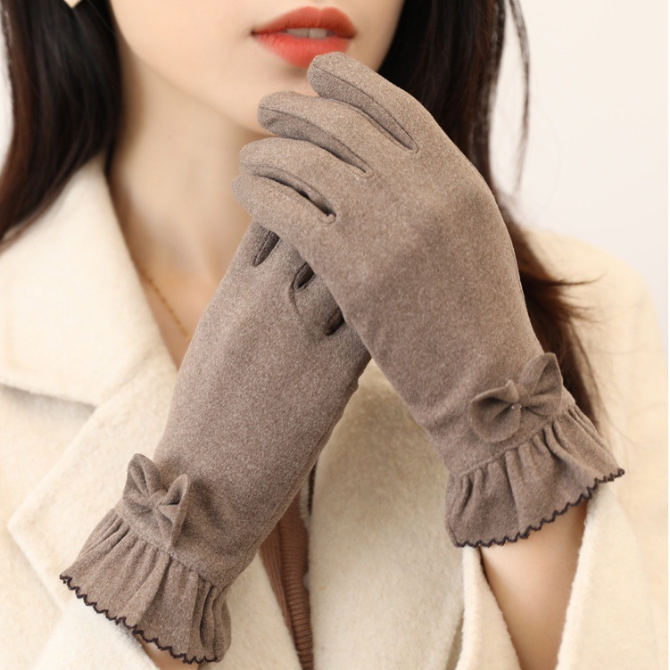 手套冬天女春秋款德绒薄款棉弹力骑车防风保暖加绒防寒触屏电动车