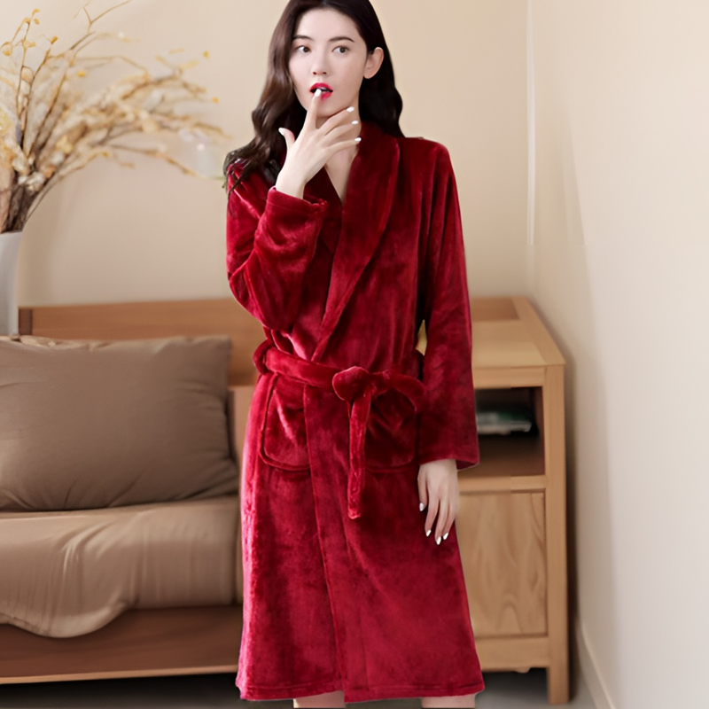 冬季法兰绒睡袍珊瑚绒女士浴袍情侣加绒保暖大码浴衣晨袍家居服