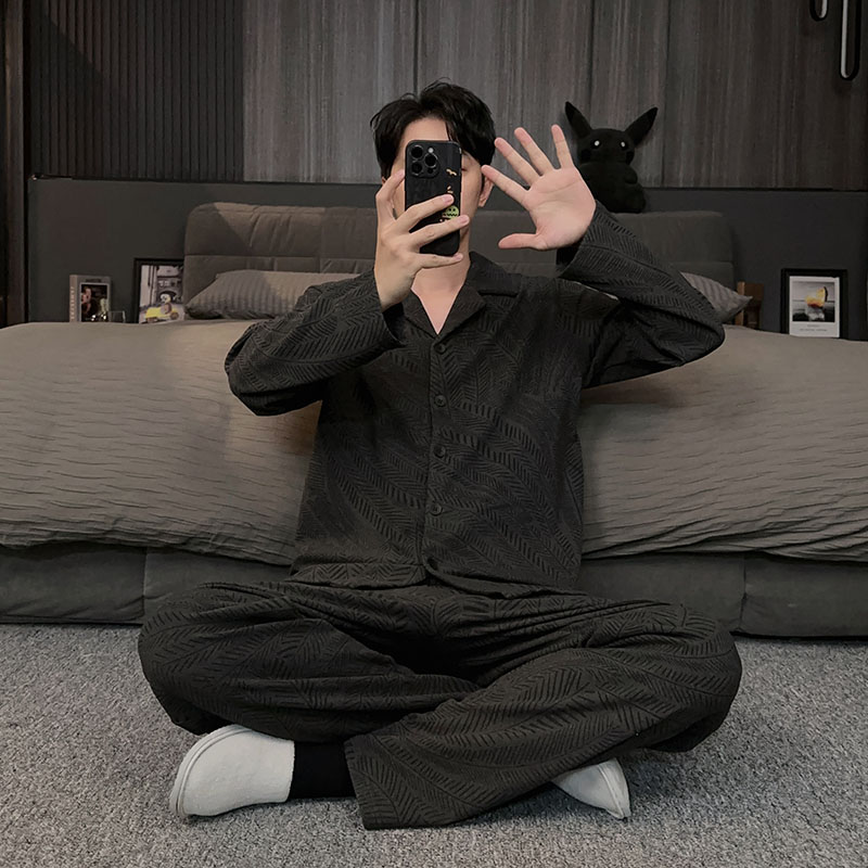 2025新款稻花德绒男士睡衣秋冬款大码保暖加绒冬季家居服高端套装