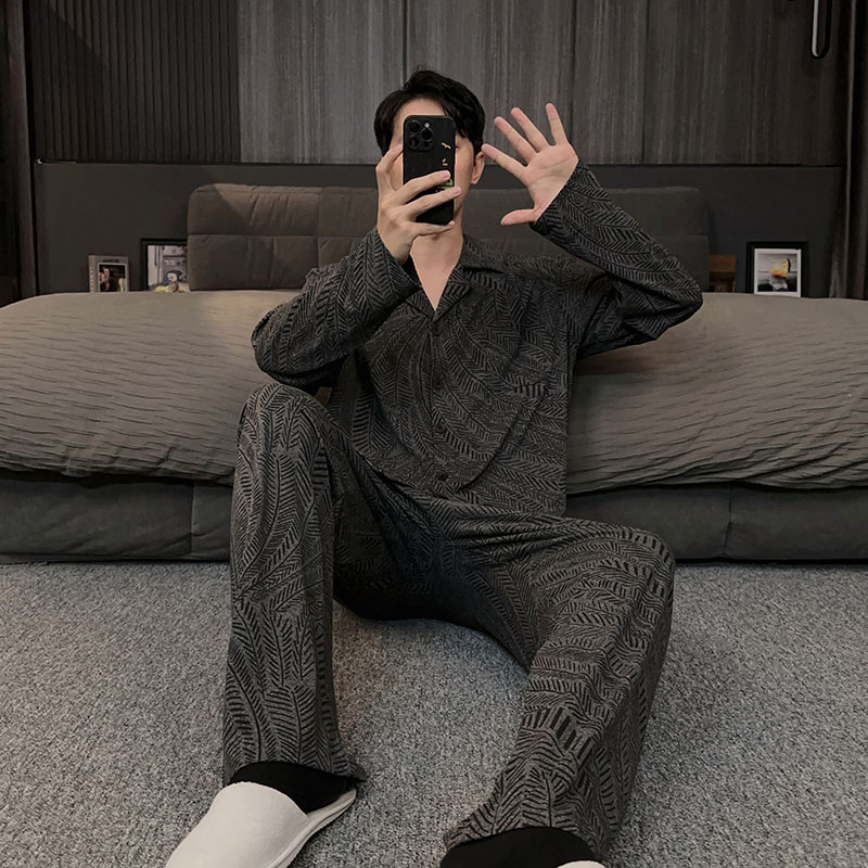 2025新款睡衣男款秋冬季锁温绵保暖开衫大码男士家居服春秋款套装