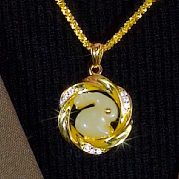 Loliya/洛丽亚前兔无量-和田玉细糯兔子吊坠