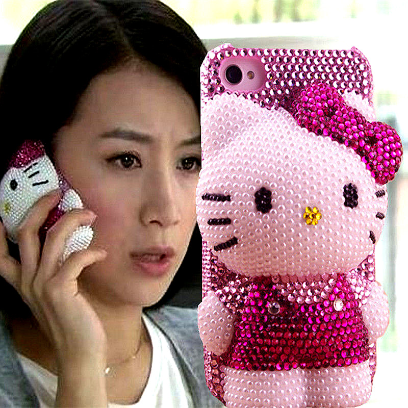 适用iPhone11 12 1314proMax手机壳水钻苹果Xs KT猫6XR手工镶钻