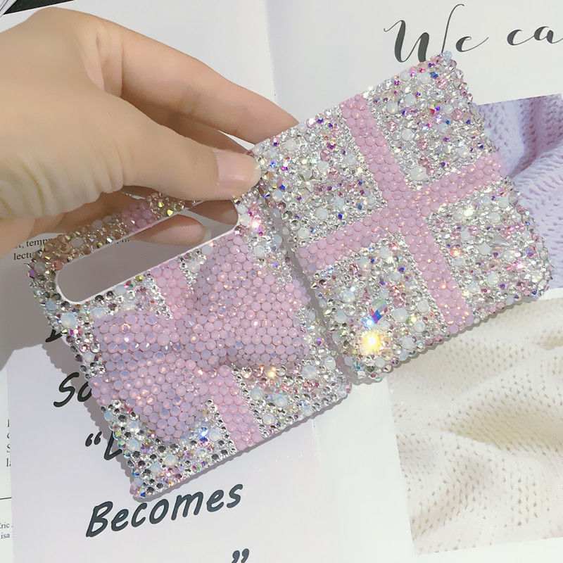 适用三星zflip手工镶钻手机壳Galaxy防摔fold3折叠蝴蝶结水钻防摔