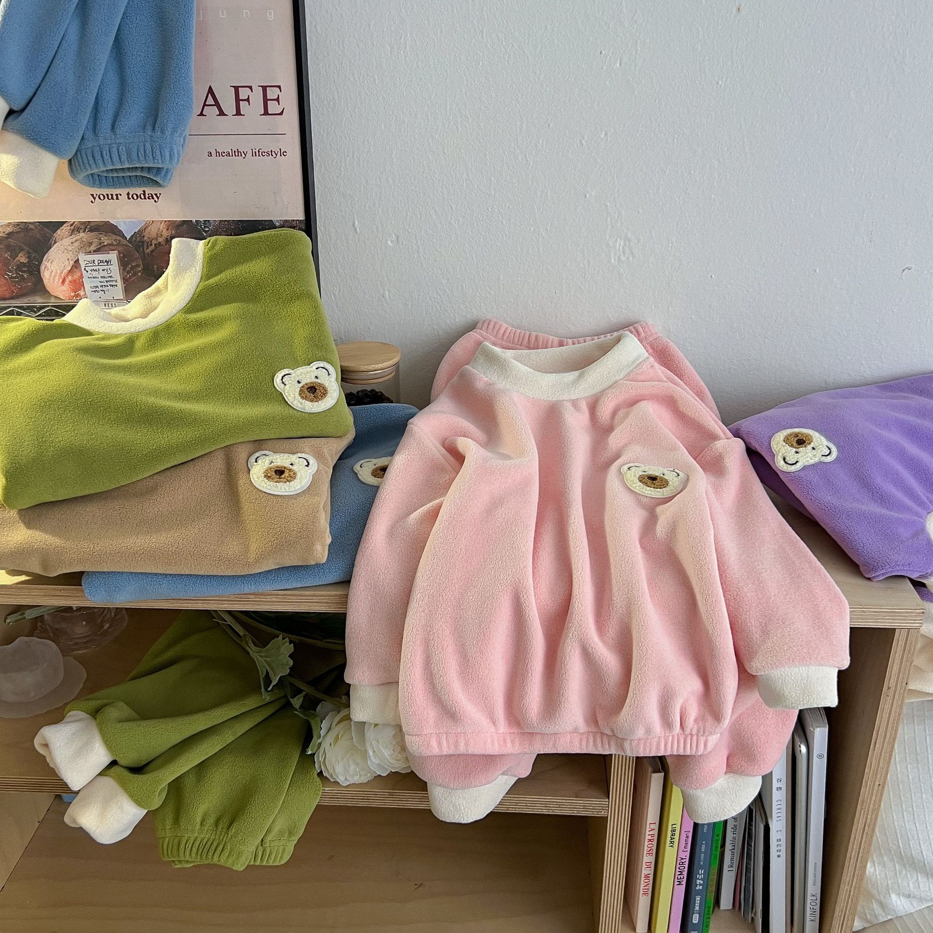 儿童奥粒绒家居服套装男女童秋冬加厚双面绒秋衣秋裤宝宝保暖睡衣