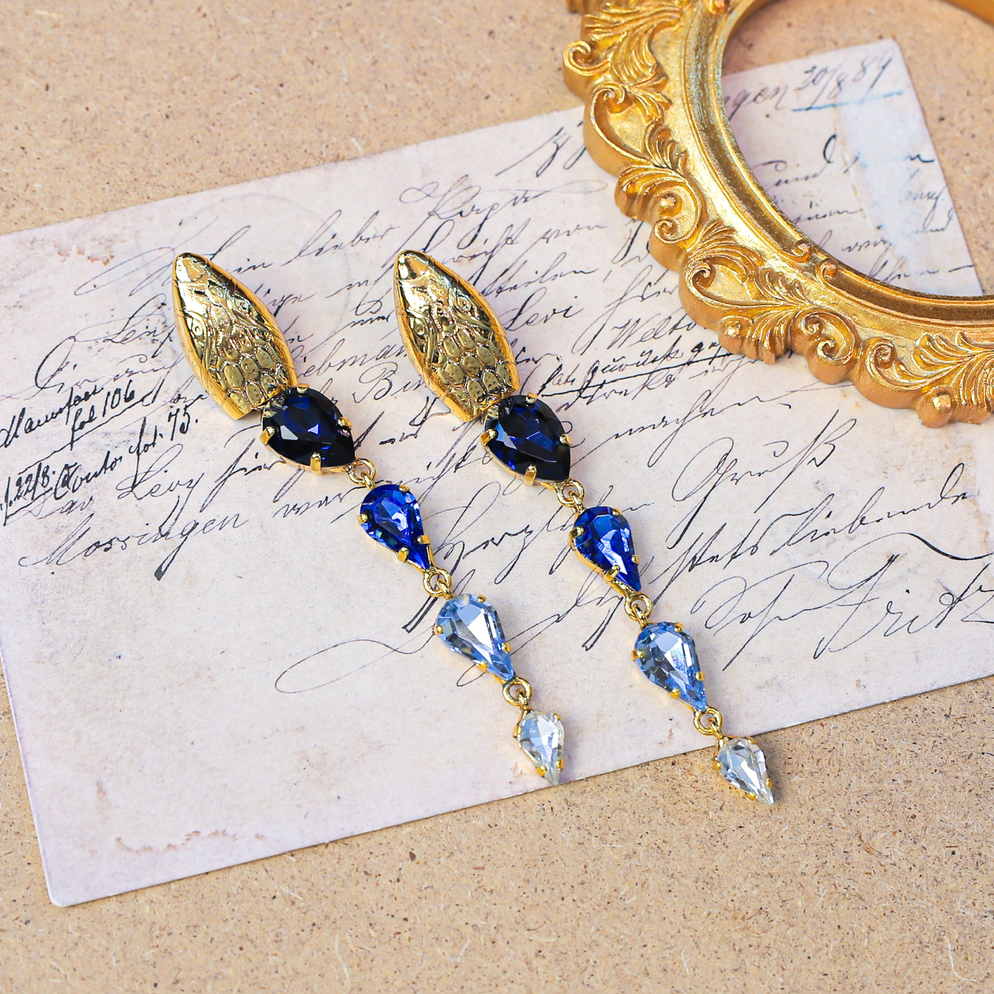 铜合金耳饰 意大利小CD 切割水晶 灵蛇款渐变耳针